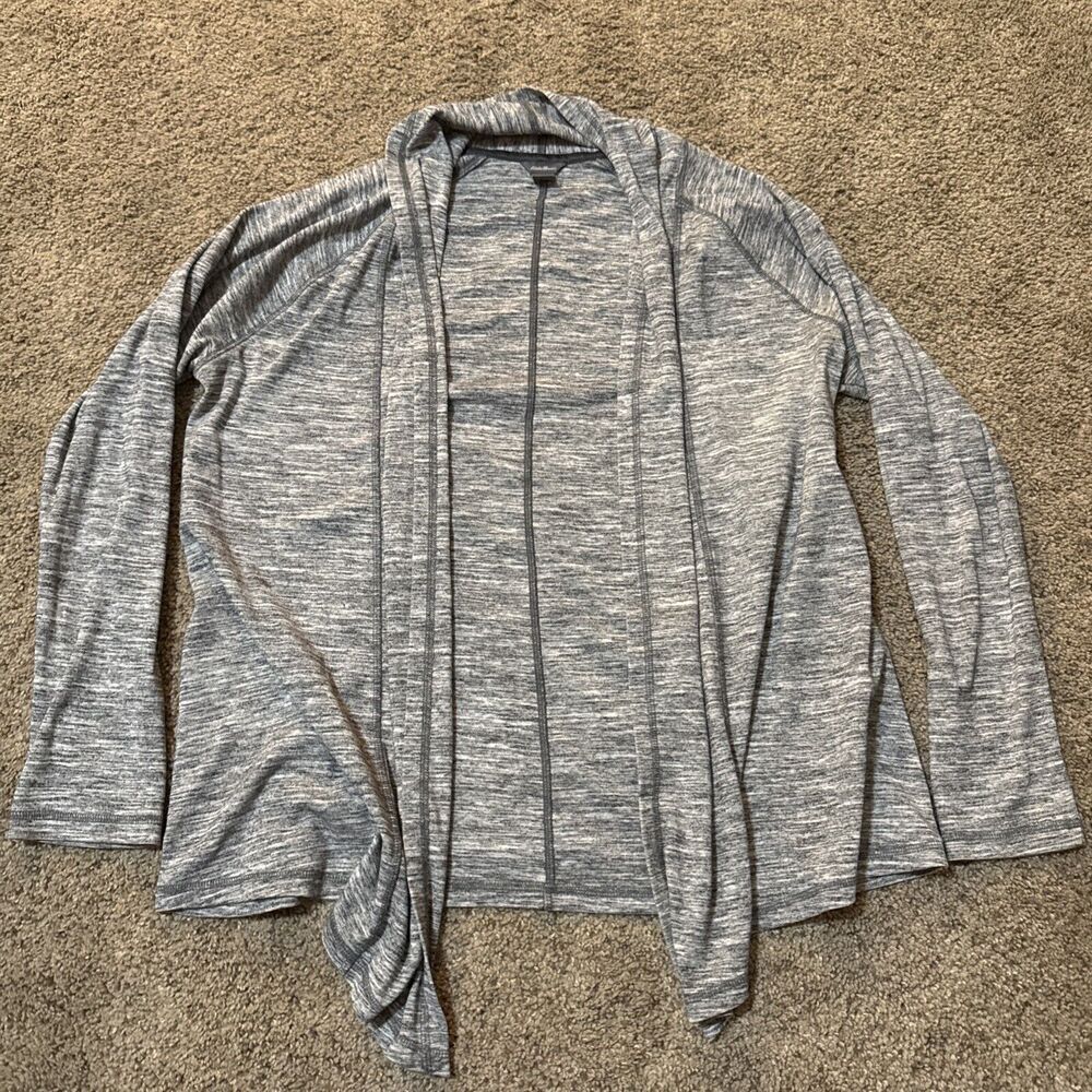 Eddie Bauer Womens Heather Gray Flowy Cardigan Chic Career XL Workwear Warm Cozy